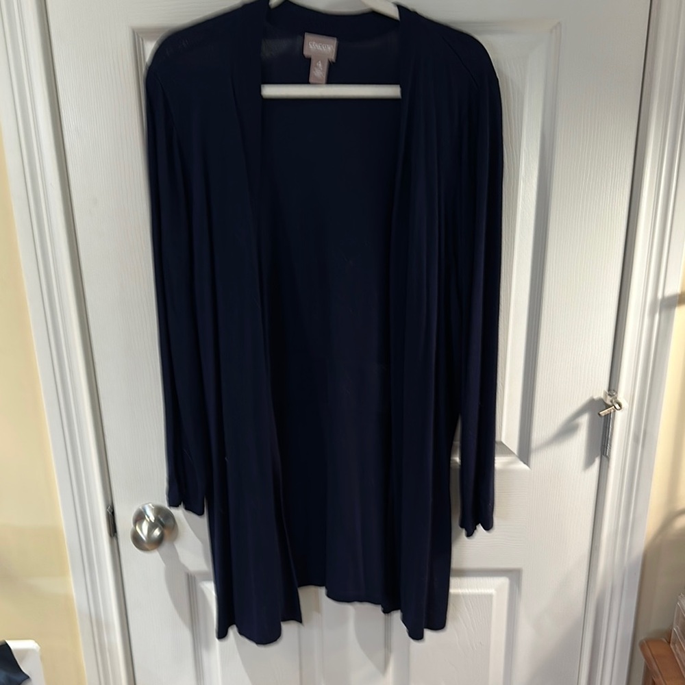 Chico’s navy Open Front Cardigan